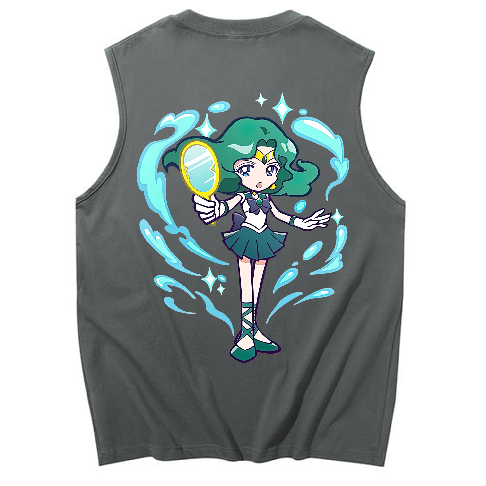 （画像用） 美少女戦士セーラームーン 海王 みちる（かいおう みちる） Sailor Moon Kaiou Michiru コットン100％タンクトップ（背面プリント）